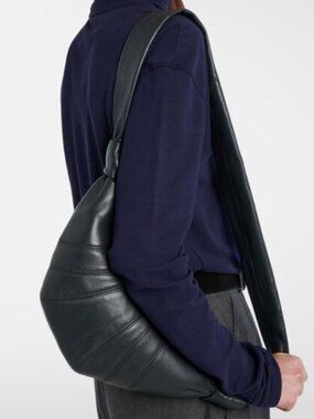 LEMAIRE MEDIUM CROISSANT BAG IN LEATHER Soft Nappa Leather Dark brown